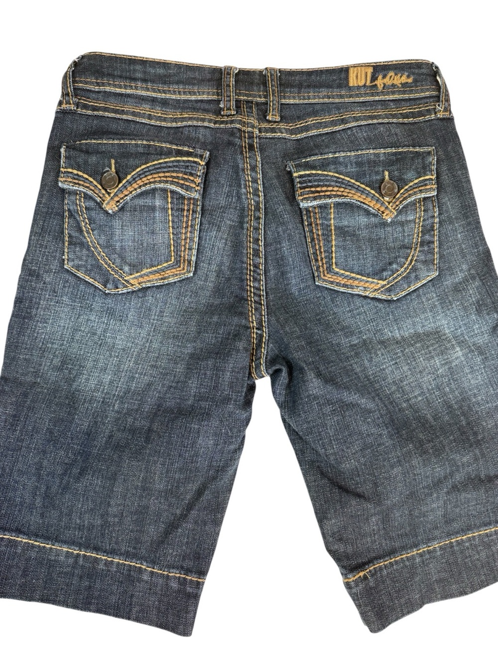 kut from the kloth low rise denim bermuda shorts button flap pockets